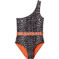 DELICATELOVE Damen Badeanzug Asymetrischer Badeanzug ZORA mit seperatem Gürtel Classic Leo